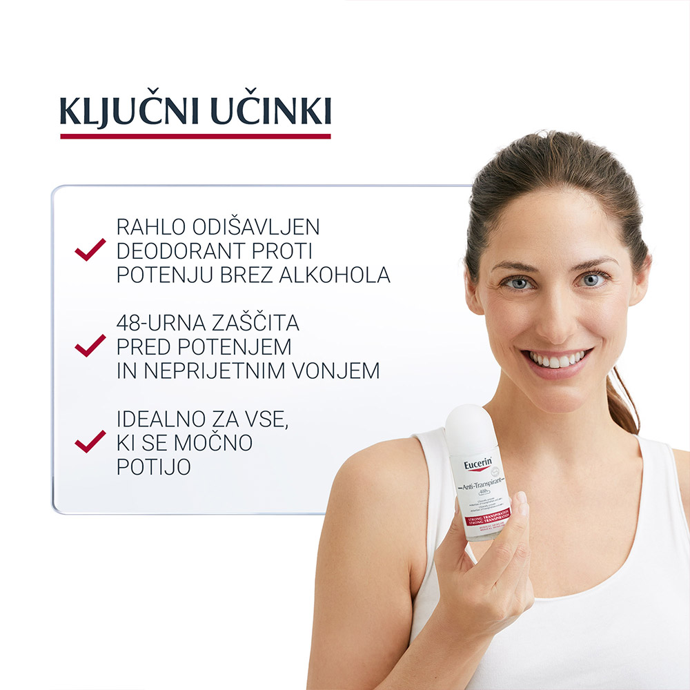 Eucerin roll-on dezodorant antiperspirant proti močnemu znojenju (50 ml)