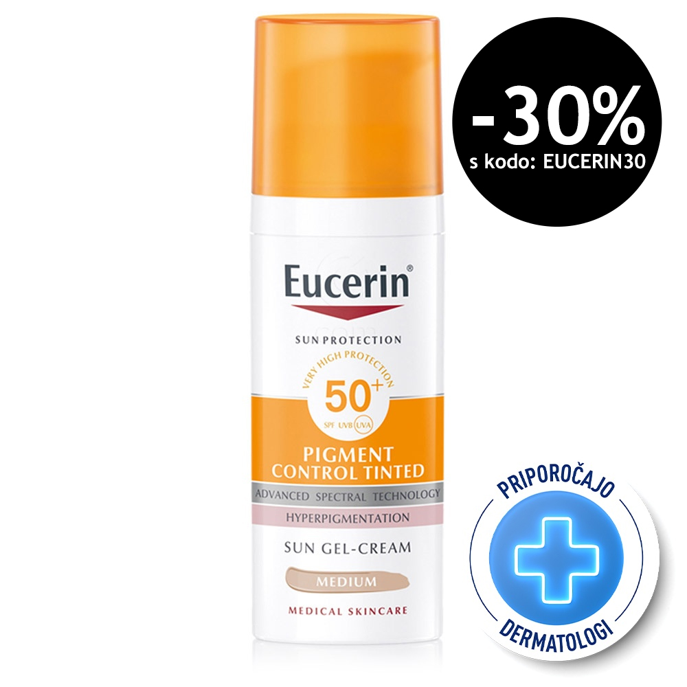 Eucerin Sun Pigment Control Tinted, obarvan fluid za zaščito pred soncem - medium - ZF 50+ (50 ml) 