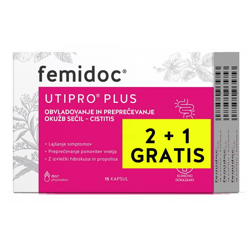 Femidoc Utipro Plus, kapsule - paket (3 x 15 kapsul)
