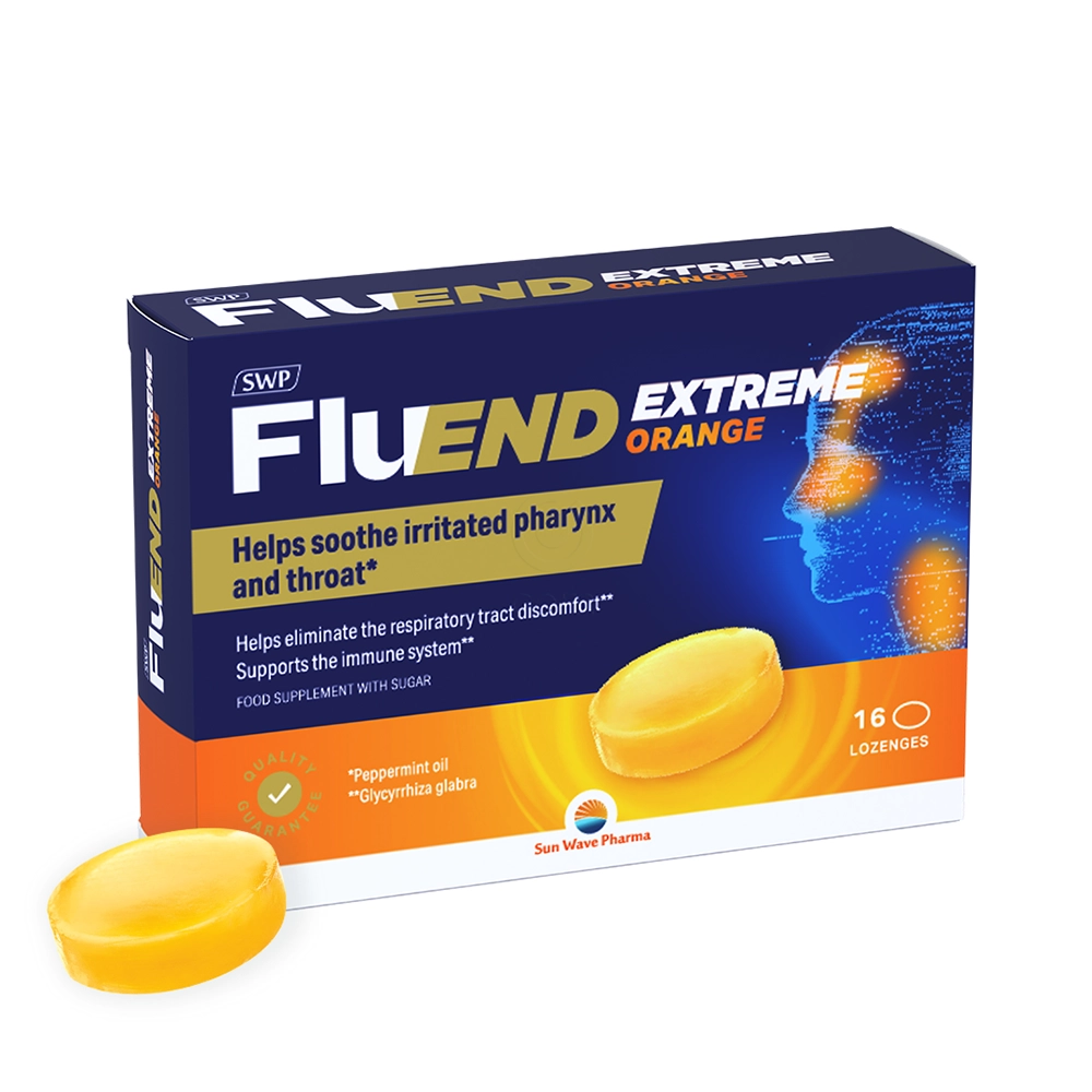 FluEND Extreme Orange SWP, pastile z okusom mentola in pomaranče (16 pastil)