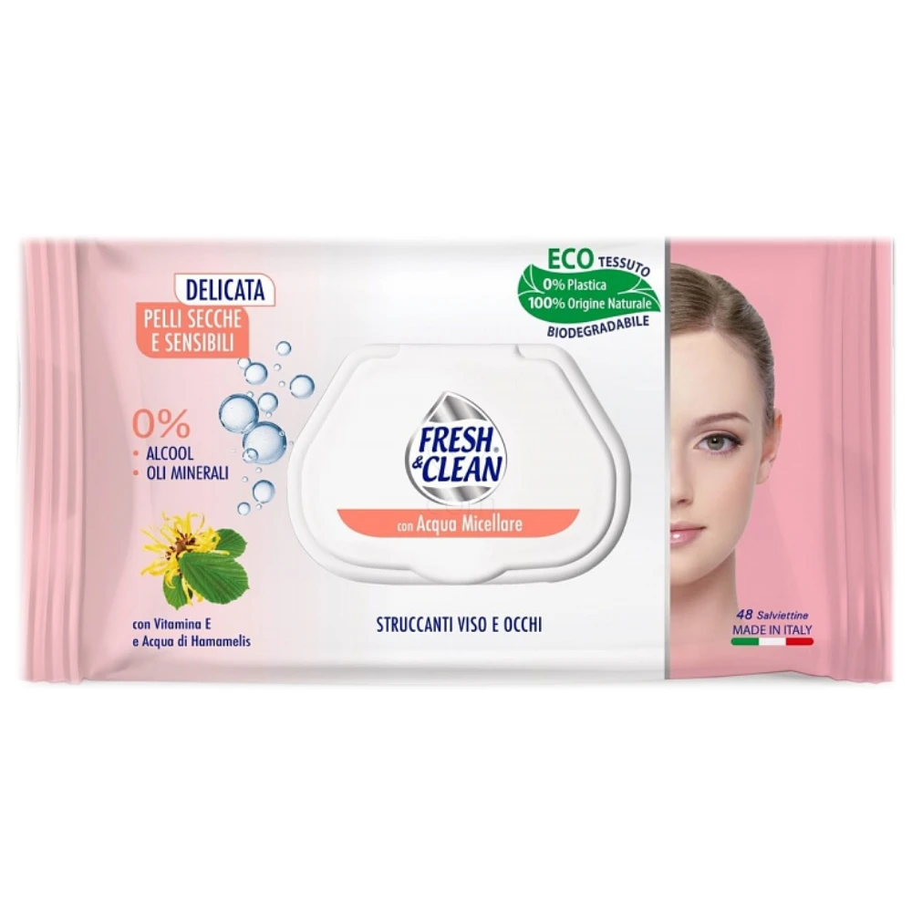 Fresh & Clean Sensitive, robčki za odstranjevanje ličil za vse tipe kože (48 robčkov)