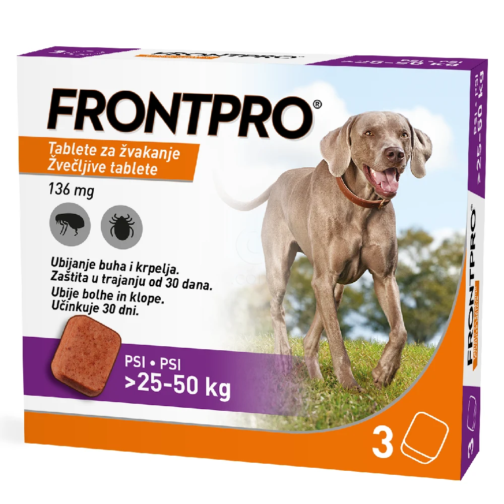 Frontpro 136 mg, žvečljive tablete za pse - 25-50 kg (3 tablete)