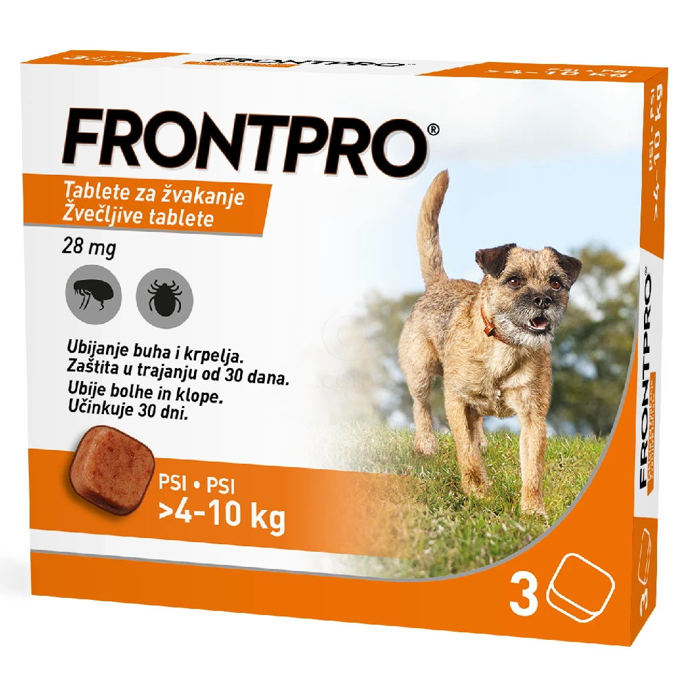 Frontpro 28 mg, žvečljive tablete za pse - 4-10 kg (3 tablete)