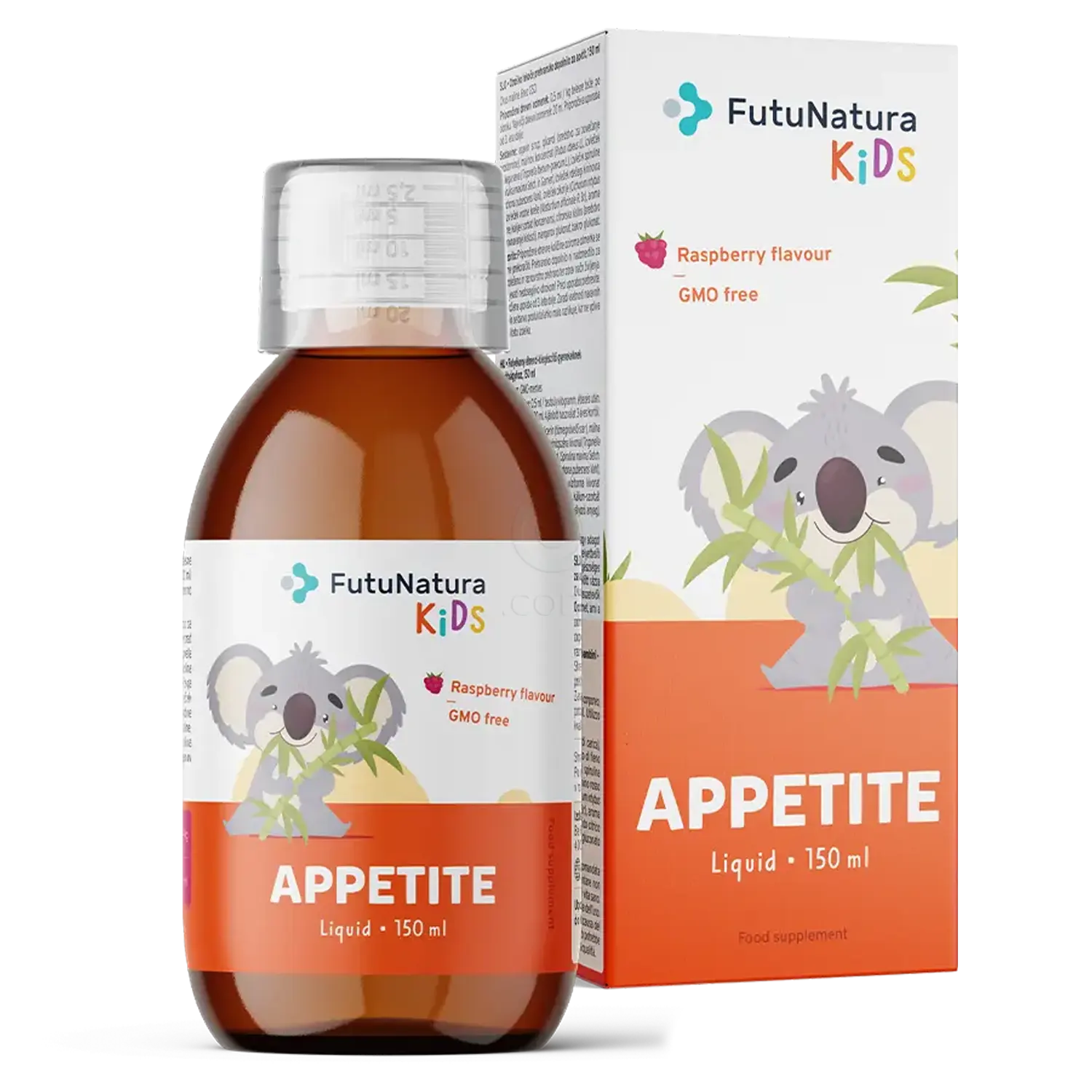 FutuNatura KIDS Appetite - tekoče prehransko dopolnilo za otroke za apetit, sirup z okusom maline, 150 ml