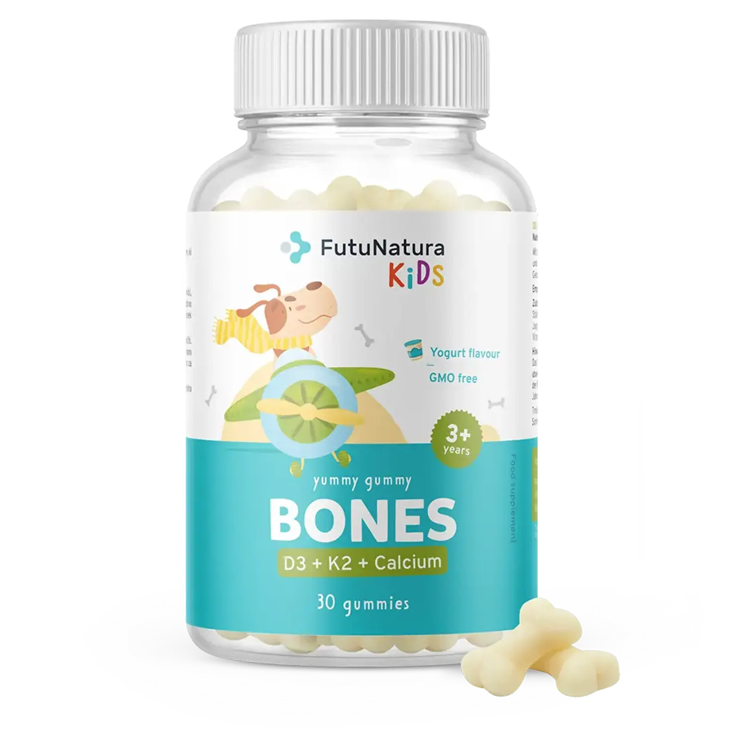 FutuNatura Kids Bones, gumiji za otroke za kosti, gumijasti bonboni (30 bonbonov)