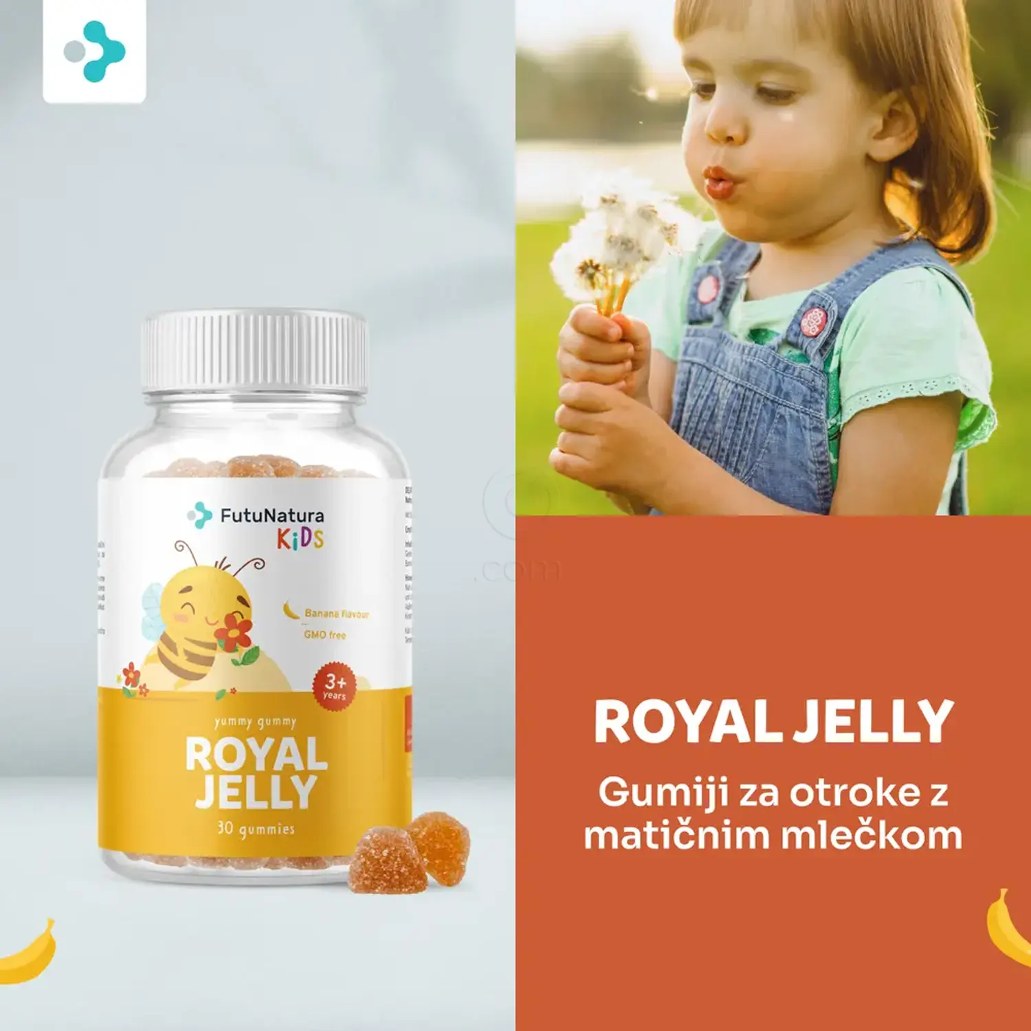 FutuNatura KIDS ROYAL JELLY - 137,5 mg matičnega mlečka v enem gumi bonbonu, brez GSO