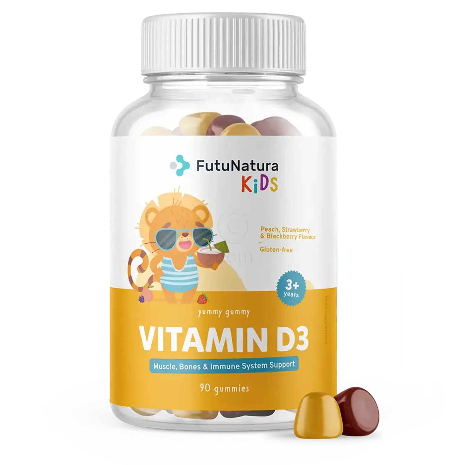 FutuNatura KIDS Vitamin D3 - Gumiji za otroke, prehransko dopolnilo z vitaminom D3 v obliki gumi bonbonov
