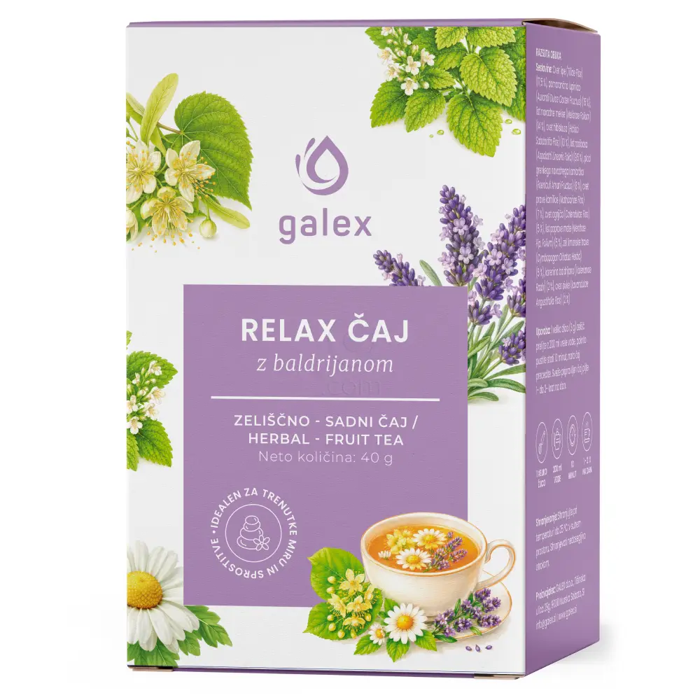 Galex Relax, zeliščni čaj z baldrijanom (40 g)