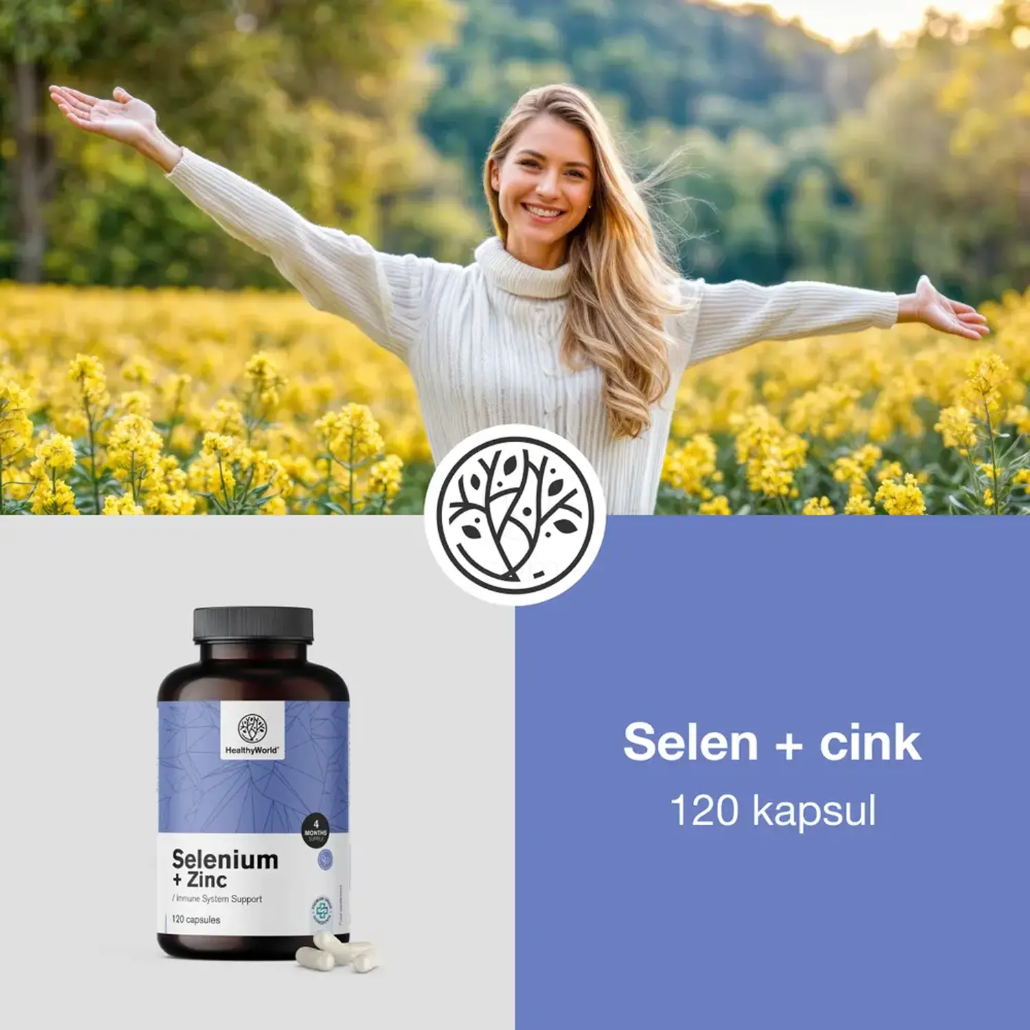 HealthyWorld Selen + cink, kapsule (120 kapsul)