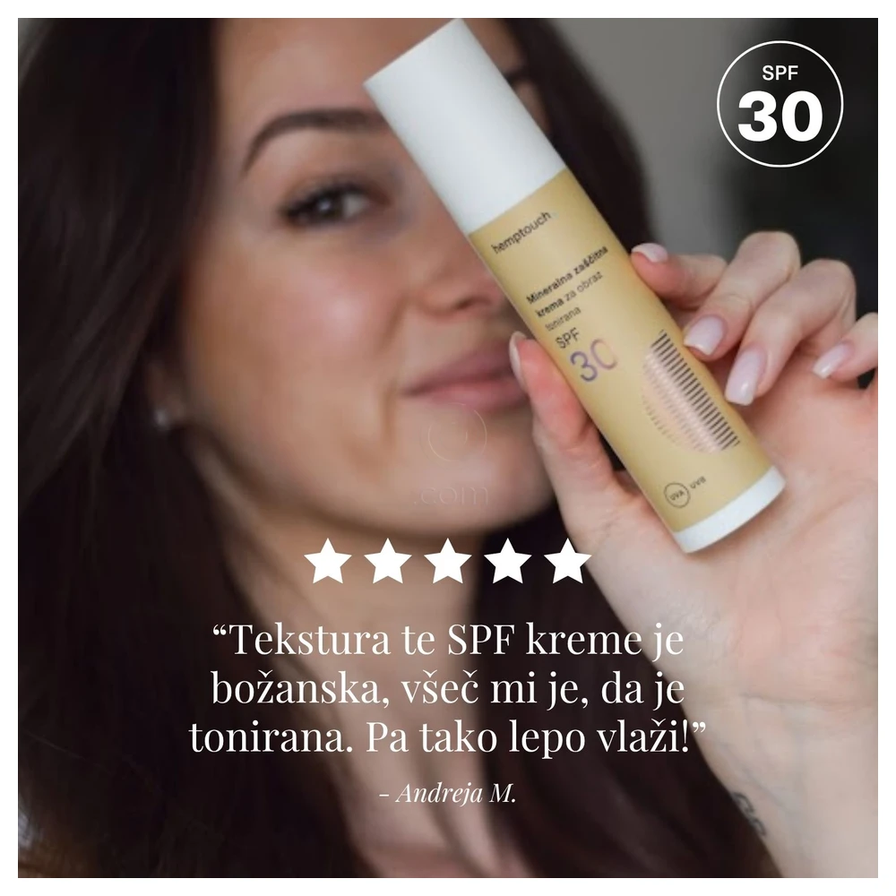 Hemptouch, tonirana mineralna zaščitna krema za obraz ZF 30 (50 ml)