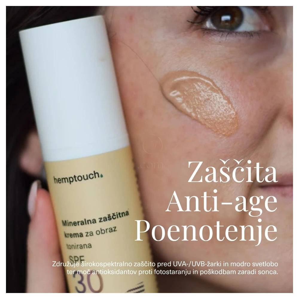Hemptouch, tonirana mineralna zaščitna krema za obraz ZF 30 (50 ml)