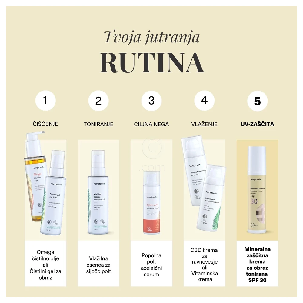 Hemptouch, tonirana mineralna zaščitna krema za obraz ZF 30 (50 ml)