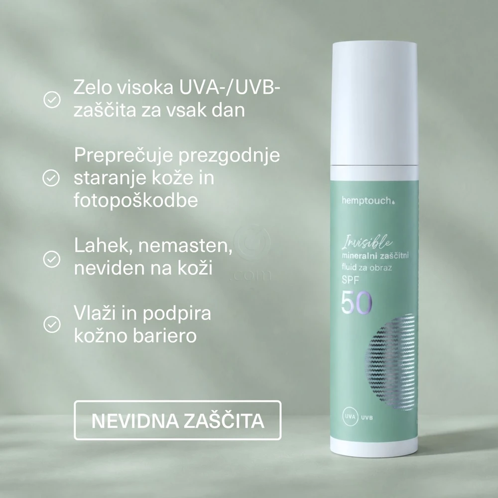 Hemptouch, Invisible mineralni zaščitni fluid za obraz - ZF 50 (50 ml)