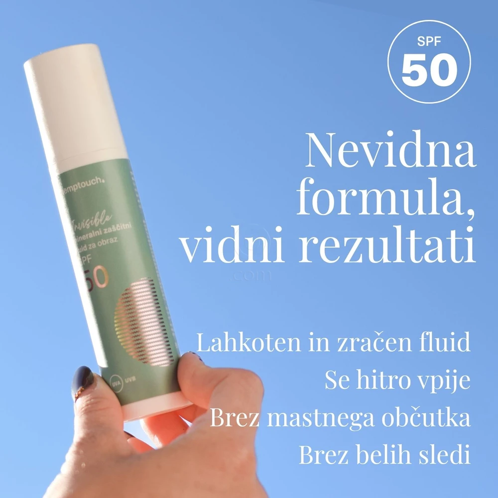Hemptouch, Invisible mineralni zaščitni fluid za obraz - ZF 50 (50 ml)