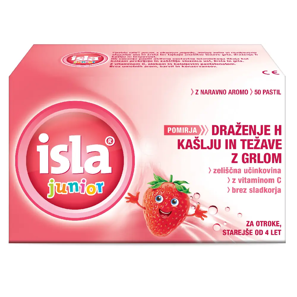 Isla Junior, pastile z okusom jagode (50 pastil)