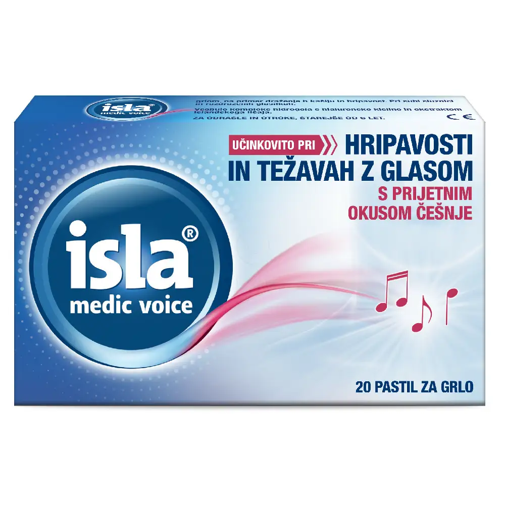 Isla Medic Voice, pastile z okusom češnje in mentola (20 pastil)