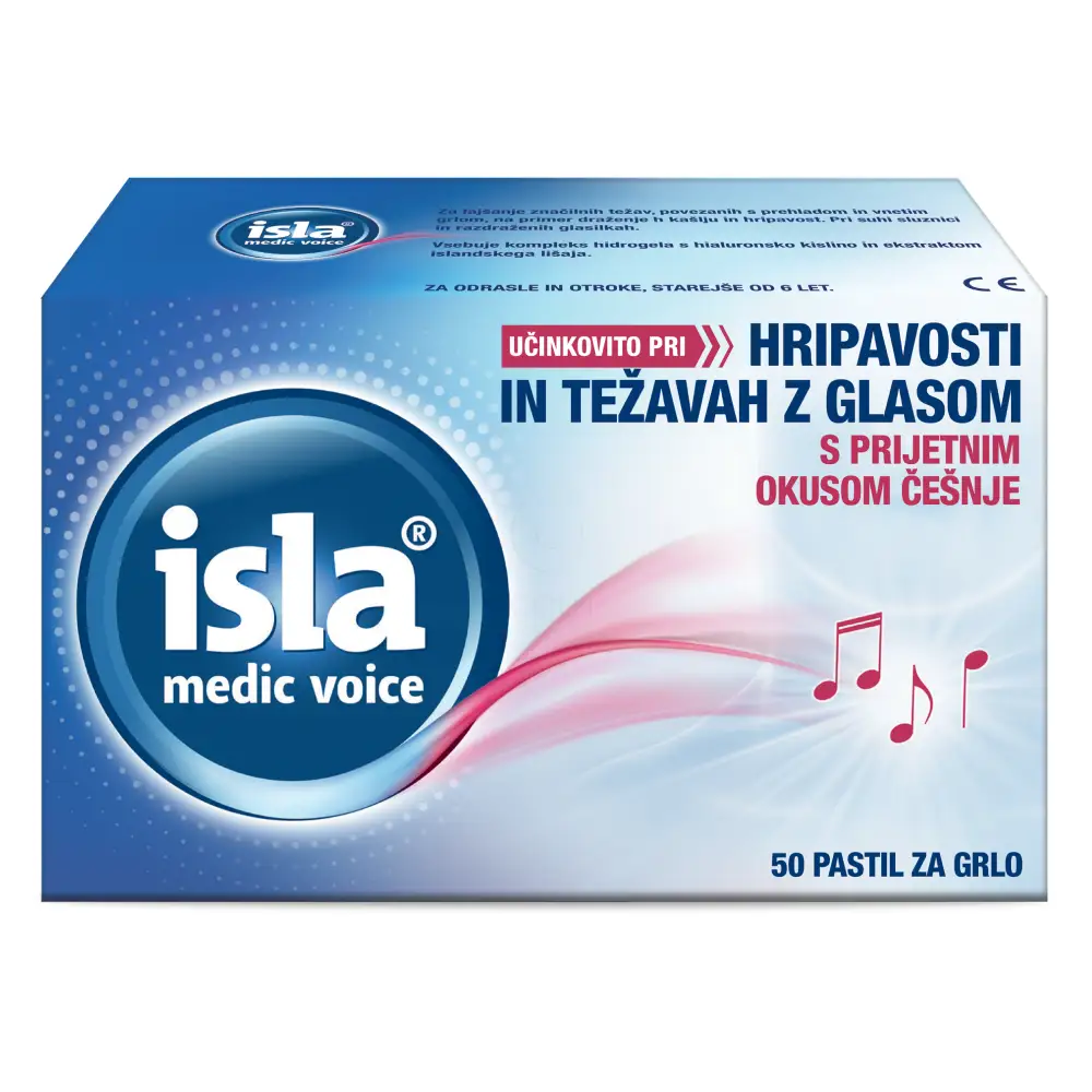 Isla Medic Voice, pastile z okusom češnje in mentola (50 pastil)
