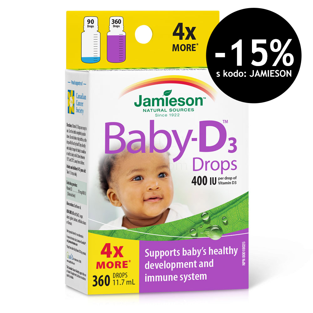 Jamieson Baby-D3 10 μg 400 IE, kapljice (360 kapljic)