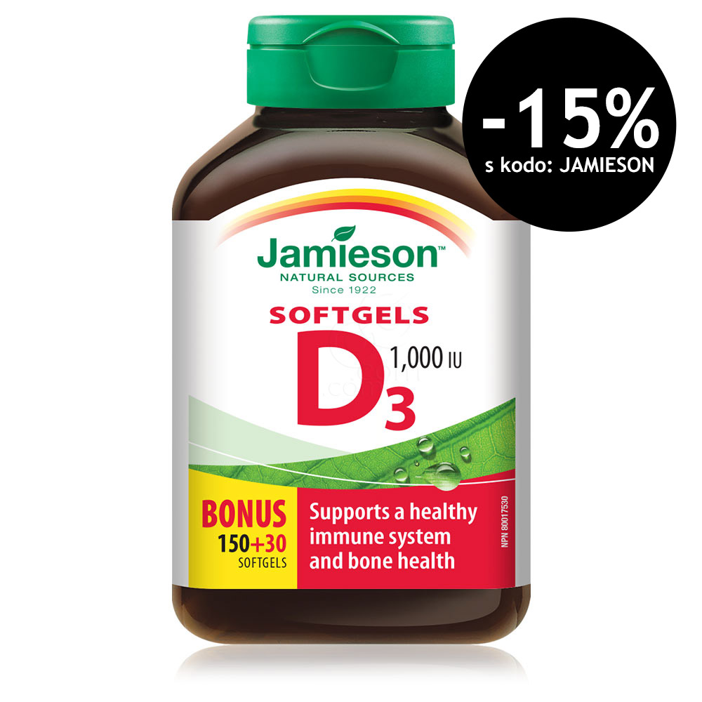 Jamieson Vitamin D3 1000 I.E./25 μg, kapsule (180 kapsul)