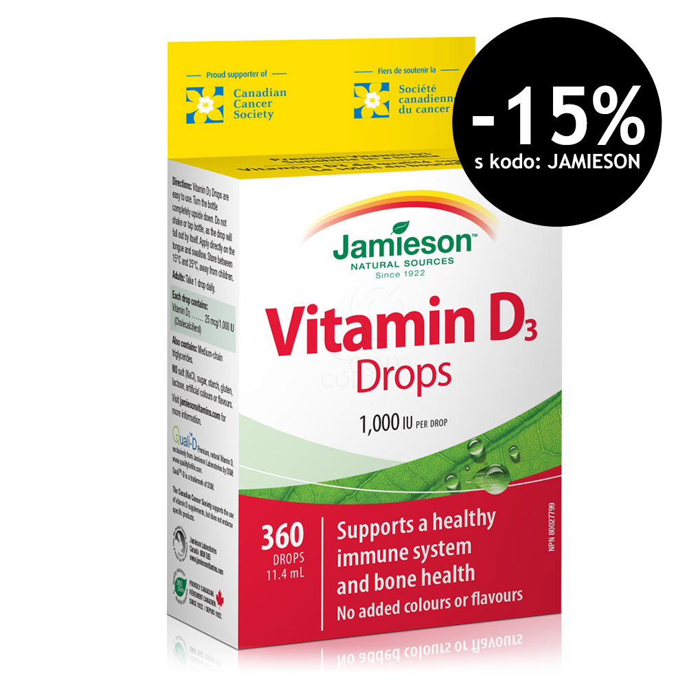 Jamieson Vitamin-D 25 μg 1000 IE, kapljice (11,4 ml)