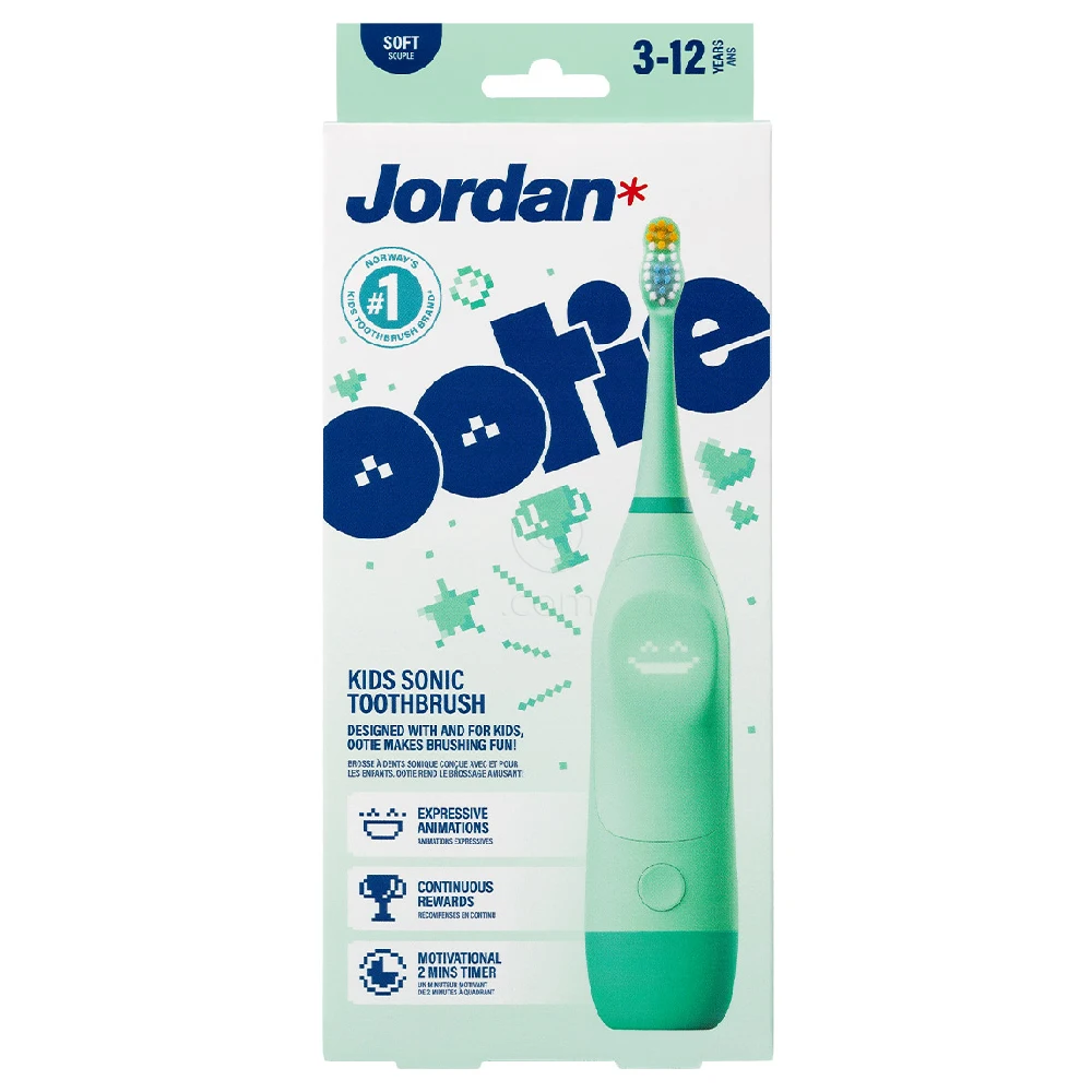 Jordan Ootie, sonična zobna ščetka za otroke 3-12 let - zelena (1 ščetka)
