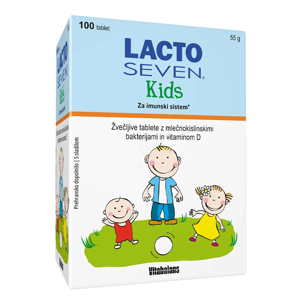 Lactoseven Kids Vitabalans, 100 žvečljivih tablet
