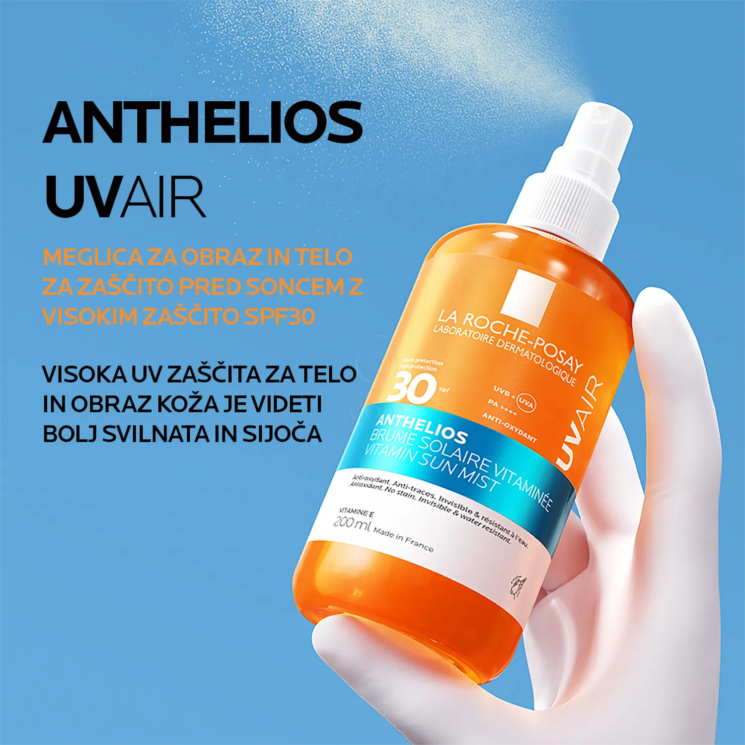 LRP Anthelios UVAir, meglica za obraz in telo - ZF30 (200 ml)