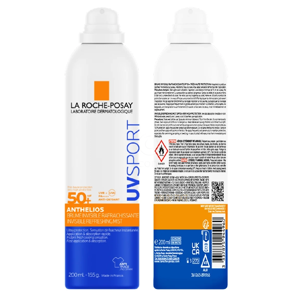 LRP Anthelios UVSport, nevidni osvežujoči sprej za zaščito pred soncem - ZF50+ (200 ml)