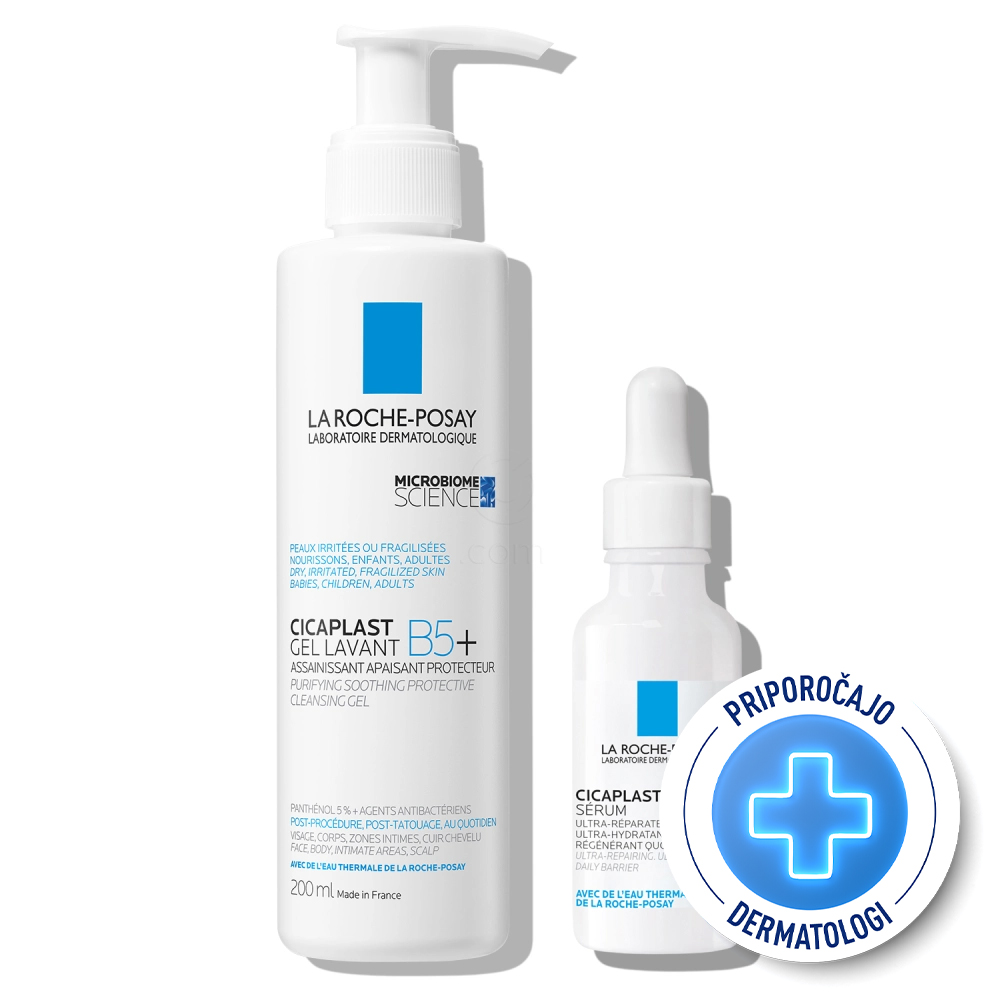 LRP Cicaplast, obnovitveni protokol za dehidrirano in razdraženo kožo - čiščenje in nega (200 ml + 30 ml)