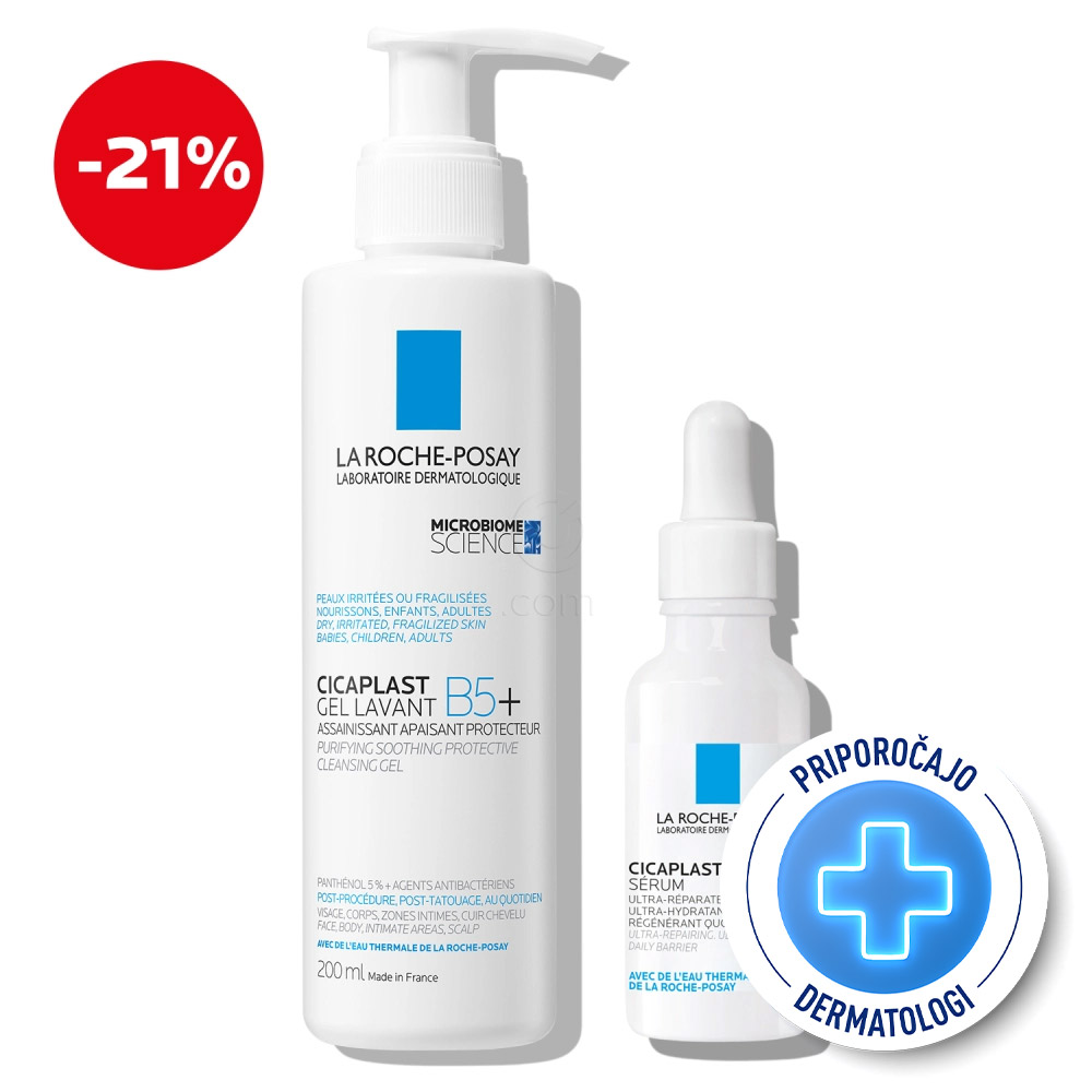 LRP Cicaplast, obnovitveni protokol za dehidrirano in razdraženo kožo - čiščenje in nega (200 ml + 30 ml)