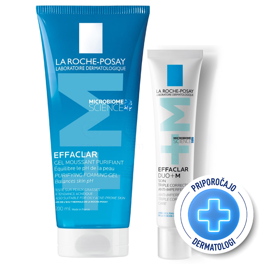 LRP Effaclar, protokol za kožo nagnjeno k aknam in nepravilnostim - Duo+M trojna korektivna nega + peneči čistilni gel (40 ml + 200 ml)