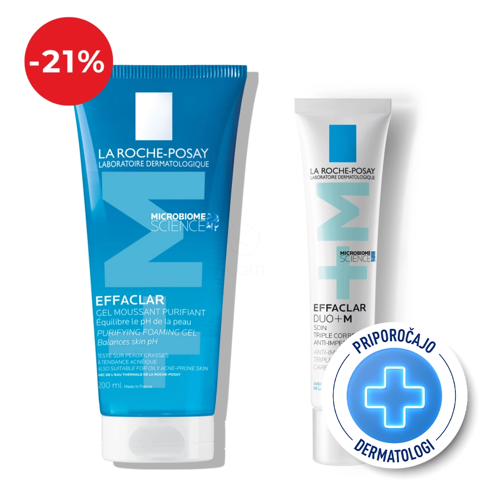 LRP Effaclar, protokol za kožo nagnjeno k aknam in nepravilnostim - Duo+M trojna korektivna nega + peneči čistilni gel (40 ml + 200 ml)