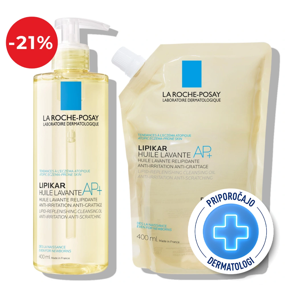 LRP Lipikar, protokol - olje + eko polnilo za suho kožo nagnjeno k atopiji (2 x 400 ml)