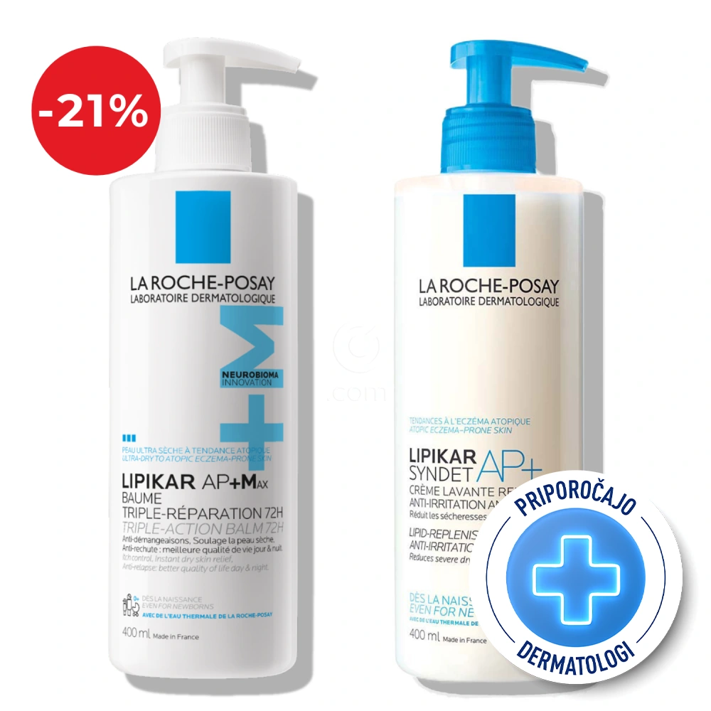 LRP Lipikar, protokol za suho kožo nagnjeno k atopiji - čiščenje in nega (2 x 400 ml)