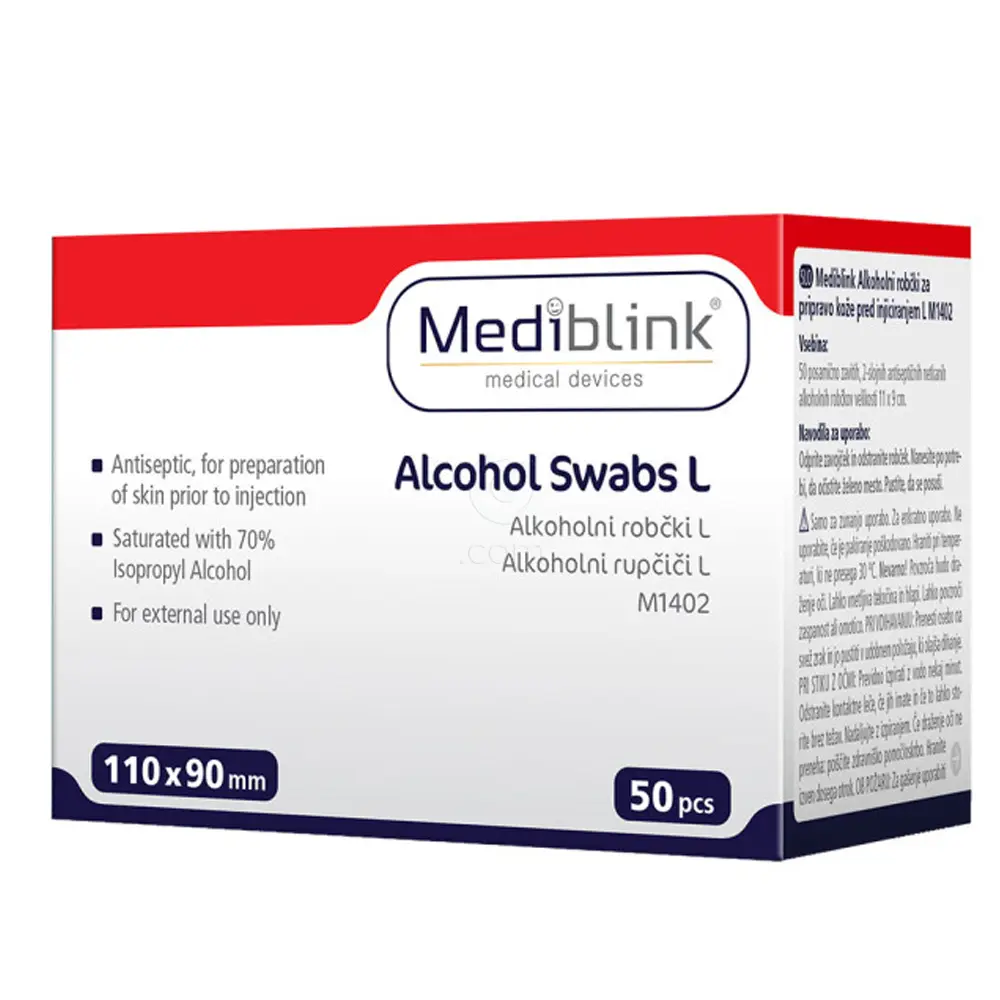 Mediblink M1402, alkoholni robčki - velikost L (50 robčkov)