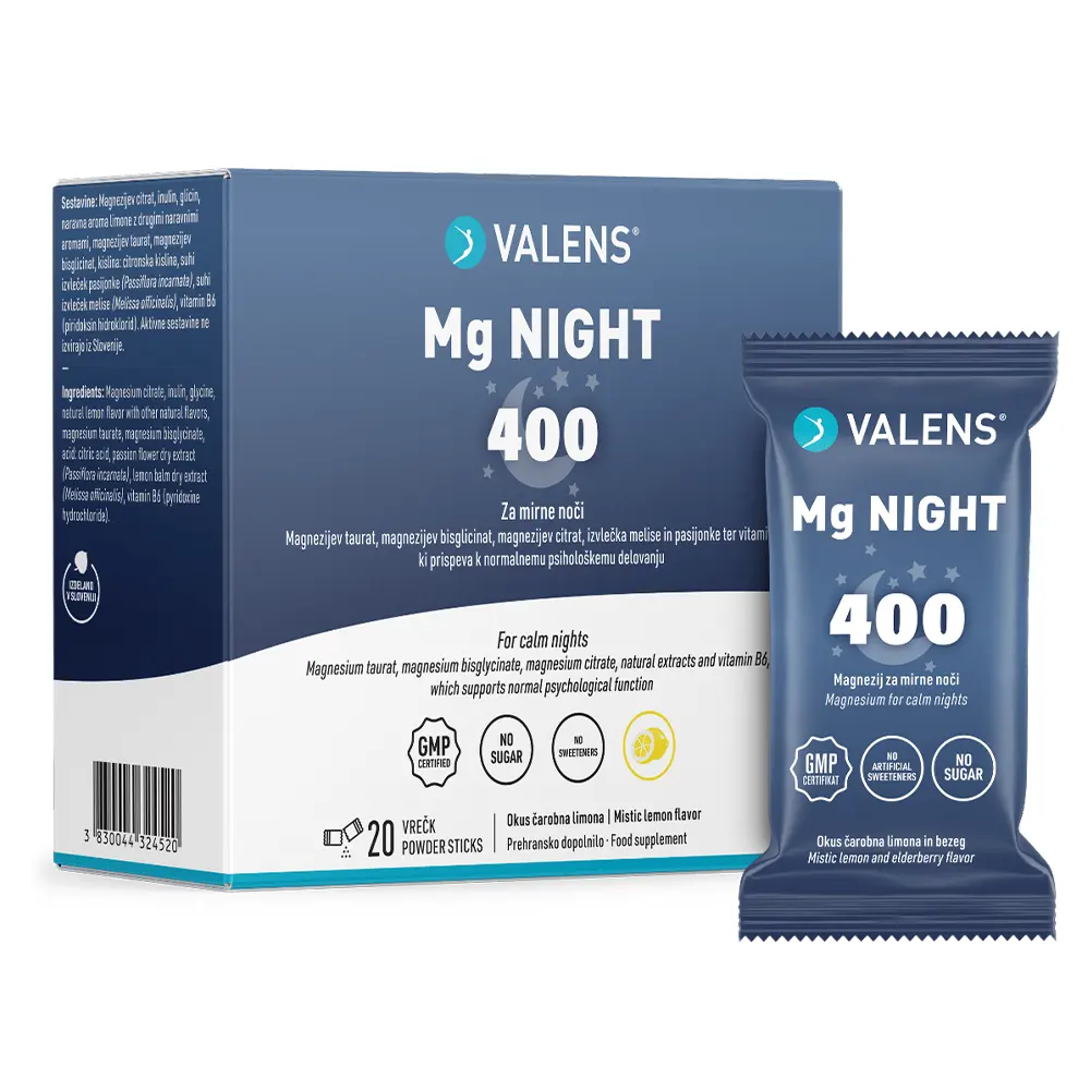 Mg Night Valens, prašek za pripravo napitka - vrečke (20 x 6,5 g)
