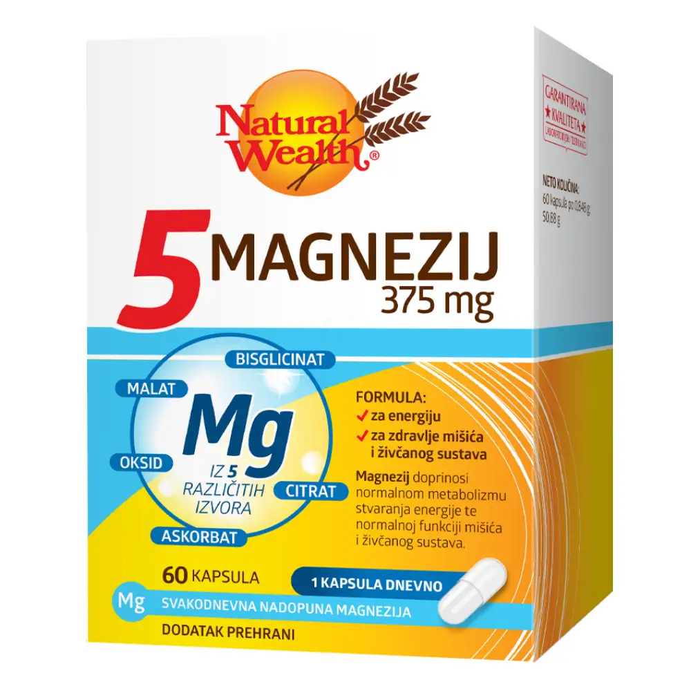Natural Wealth 5 Magnezij 357 mg, kapsule (60 kapsul)