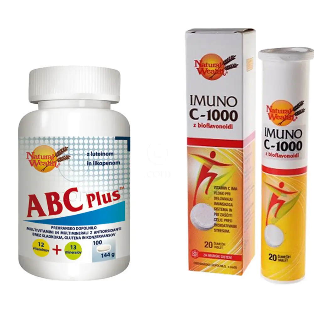 Natural Wealth ABC Plus tablete in Imuno C-1000 šumeče tablete - paket (100 tablet + 10 tablet)