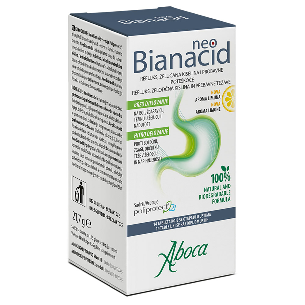 Neobianacid Aboca, žvečljive tablete - okus limona (14 tablet)