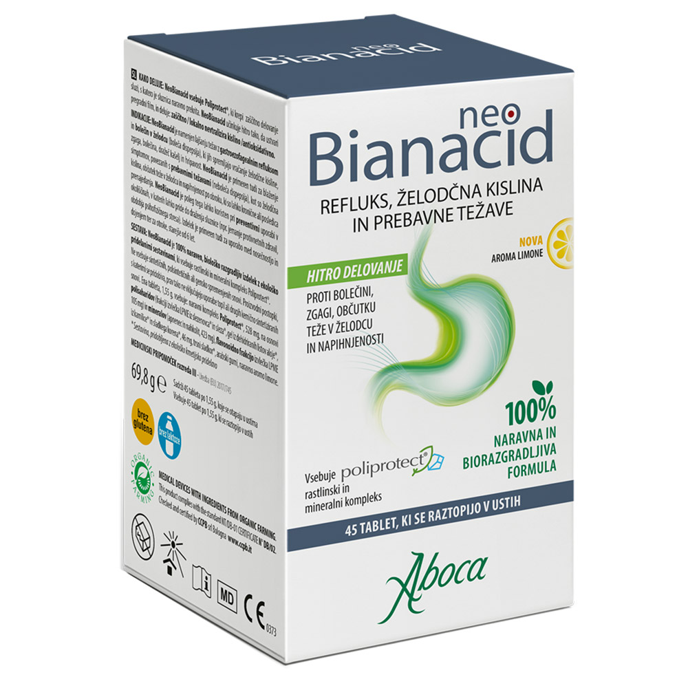 Neobianacid Aboca, žvečljive tablete - okus limona (45 tablet)