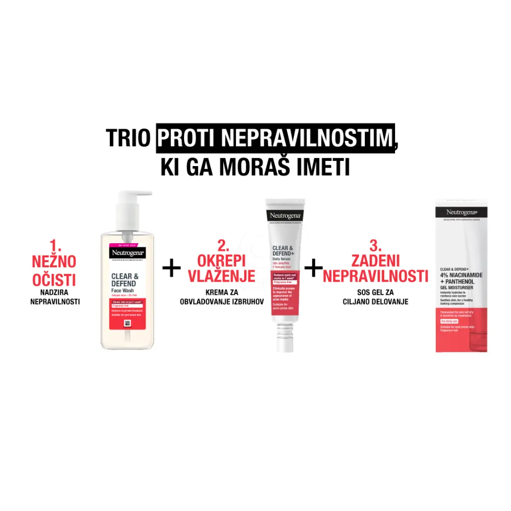 Neutrogena Clear&Defend+, čistilni gel za obraz (200 ml)