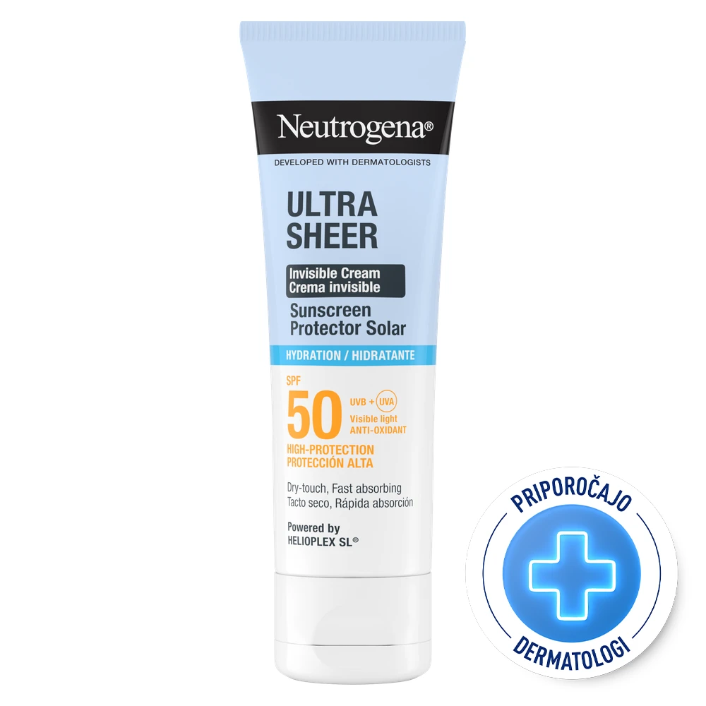 Neutrogena Ultra Sheer, nevidna vlažilna krema za zaščito pred soncem - ZF50 (50 ml)
