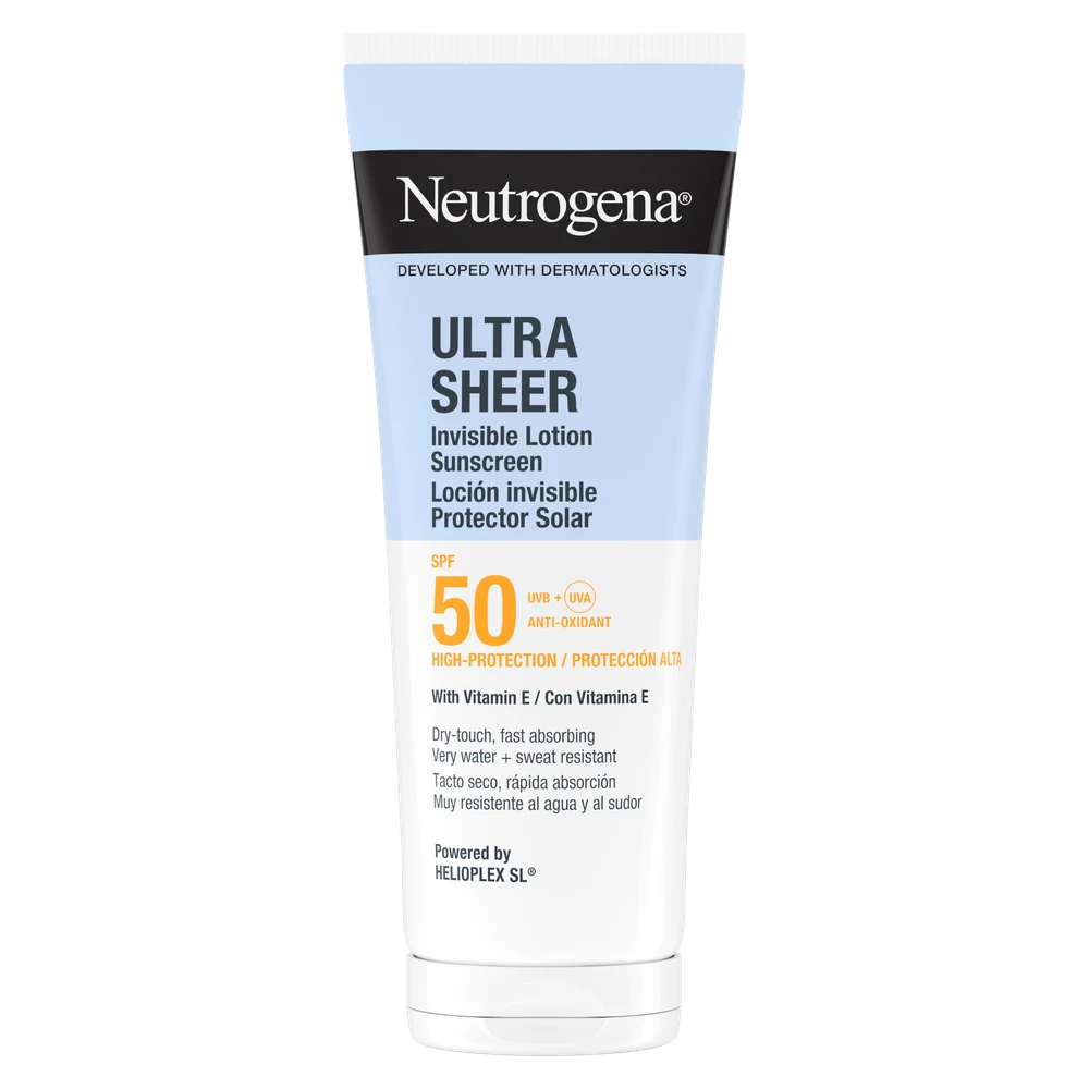 Neutrogena Ultra Sheer, nevidni vlažilni losjon za zaščito pred soncem za telo in obraz - ZF50 (200 ml)