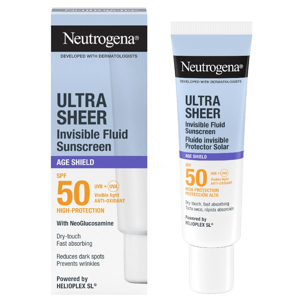 Neutrogena Ultra Sheer Age Shield, nevidni vlažilni fluid za zaščito pred soncem (50 ml)