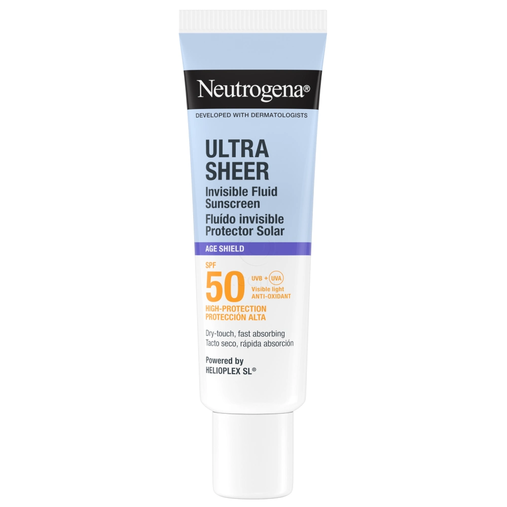 Neutrogena Ultra Sheer Age Shield, nevidni vlažilni fluid za zaščito pred soncem (50 ml)