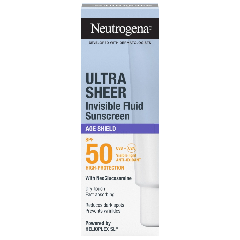 Neutrogena Ultra Sheer Age Shield, nevidni vlažilni fluid za zaščito pred soncem (50 ml)