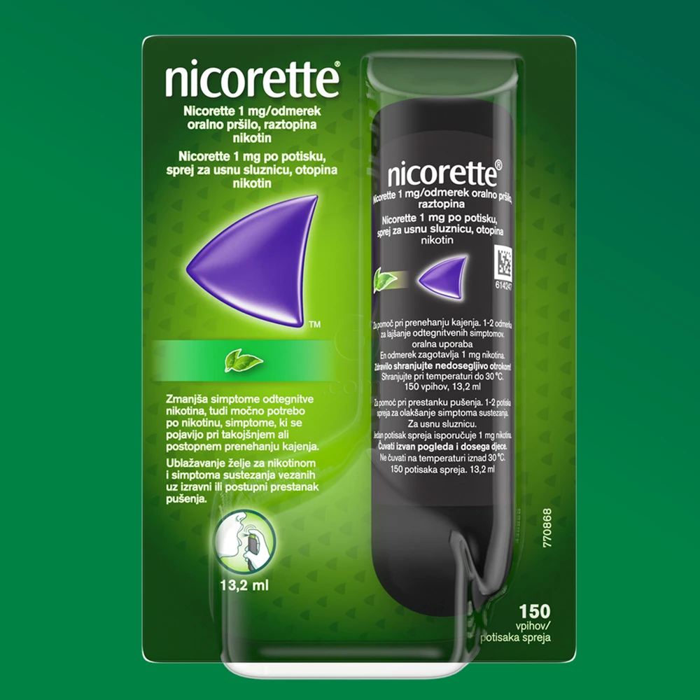 Nicorette 1 mg/odmerek oralno pršilo, raztopina (13,2 ml)