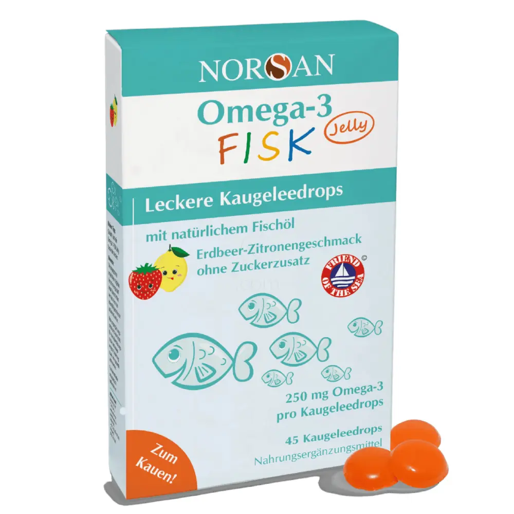 Norsan Omega-3 Fisk, želejčki (45 želejčkov)