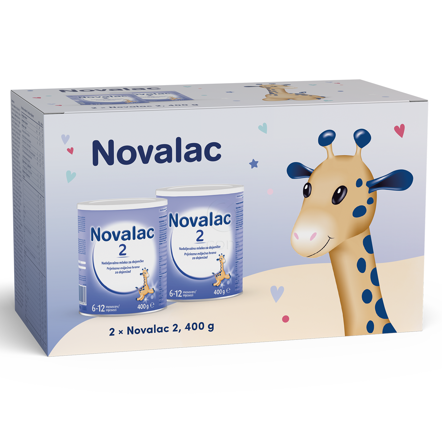 Novalac 2, nadaljevalno mleko za dojenčke - paket (2 x 400 g)
