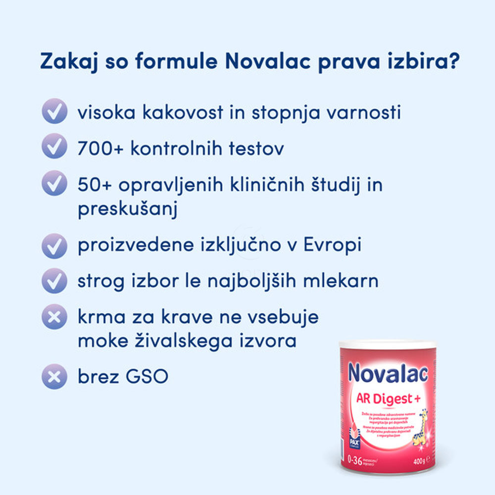 Novalac AR Digest+, mlečni nadomestek - 0-36 mesecev (400 g)